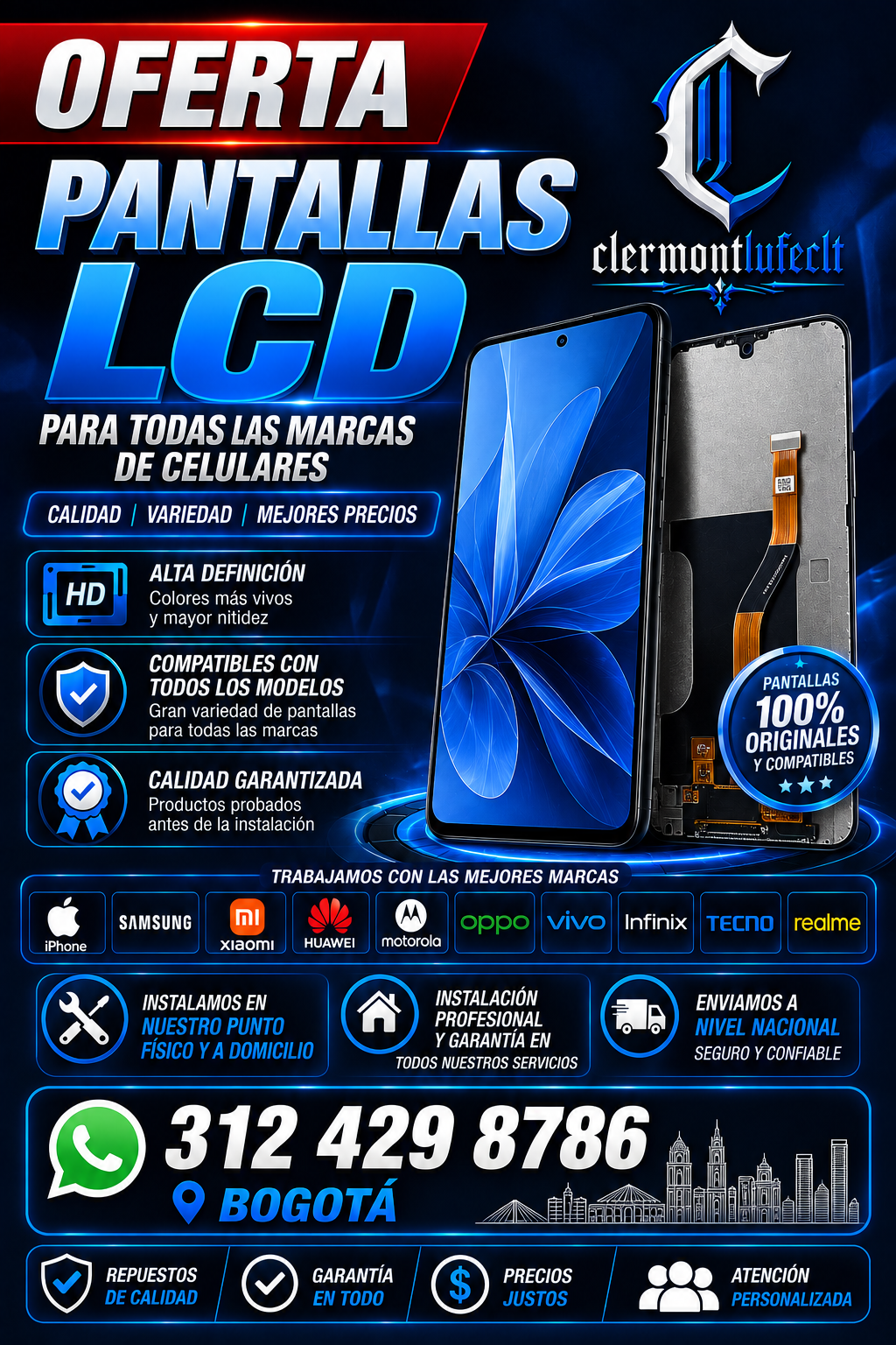 Display LCD de diferentes marcas. Servicio completo